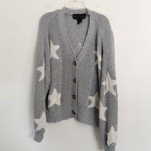 poly & esther // star gray knit cardigan L